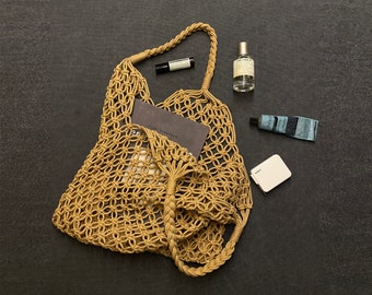 Crochet Straw Net Beach Bag Grocery Tote