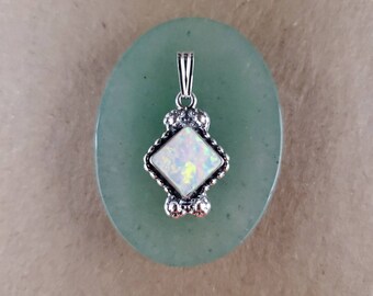 Sterling Silver Pendant Loose Pendant With a Small Bail White Opal Southwestern Jewelry Q925 Small White Opal Pendant Without Chain
