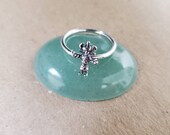 Q925 Sterling Silver Charm Kachina Doll On Ring Lady Ring Size 6 to 9 US Small Native Dancer Ring Solid Ring Simple Southwest Ring