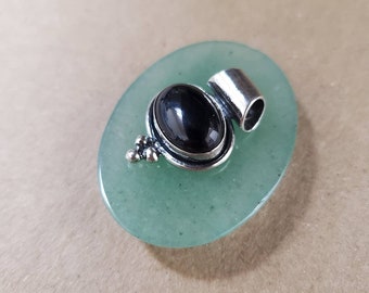 Q925 Black Onyx Silver Slide Pendant | Sterling Silver Pendant | Southwestern Jewelry | Black Onyx Black Stone Pendant | Big Silver Pendant