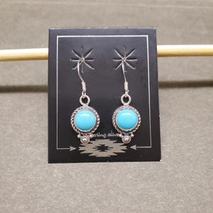 ZZ-085 | Dainty Turquoise Dangle Earrings, Southwestern Turquoise Earrings, Sterling Silver Turquoise Earrings, Turquoise Drop, Gift For Her