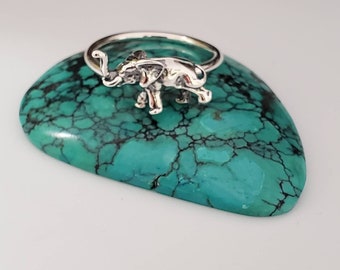 Q925 Elephant Sterling Silver Ring | Elephant On Rings | Elephant Ring | Silver Charm Elephant Ring Sizes 6 to 9 | Sterling Silver Ring
