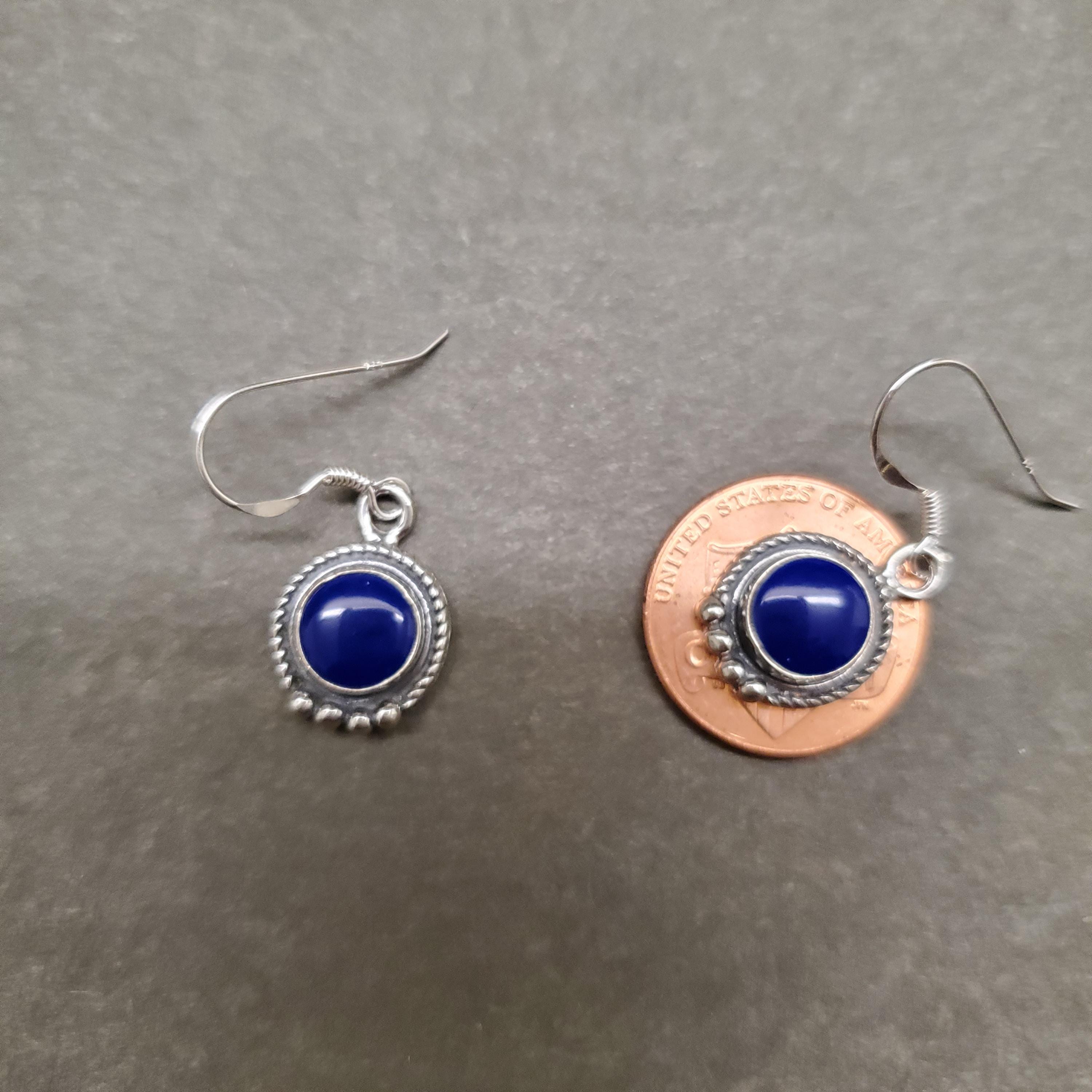 ZZ-032 | Blue Lapis Earrings, Solid Sterling Silver Blue