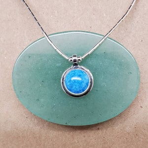 Q925 Collana piccola in lapis denim / Collana semplice in denim blu con collana a catena in argento liquido sterling 16&quot; / Collana girocollo in argento