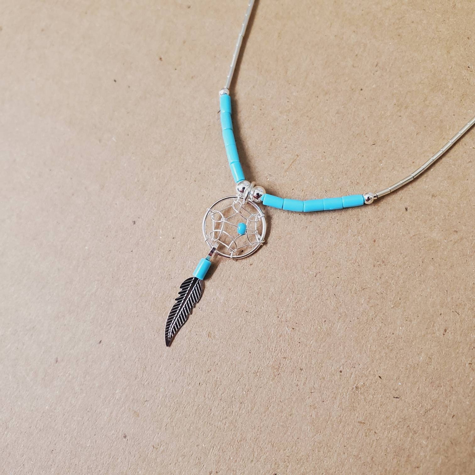 Collana acchiappasogni in argento turchese - Ciondolo acchiappasogni in argento sterling su una delicata catena a maglie in argento sterling o solo ciondolo - Italia