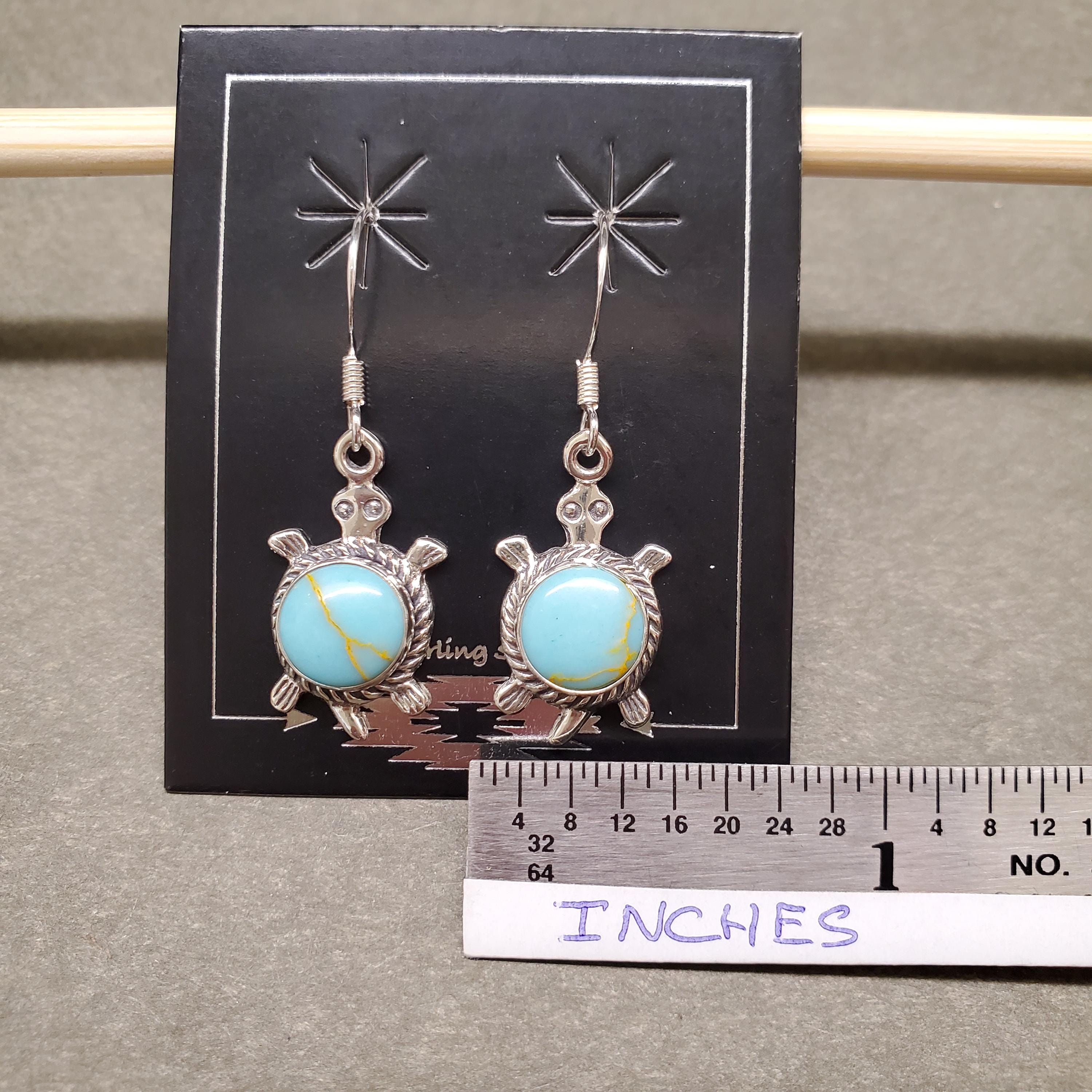 ZZ-116 | 上品なターコイズ ダングル イヤリング、南西部の