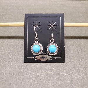 ZZ-063 | Dainty Blue Turquoise Dangle Earrings, Turquoise Earrings, Southwestern Turquoise Earrings, Sterling Silver Blue Turquoise Earrings