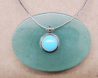 Q925 kleine turquoise ketting | Eenvoudige turkooisketting met sterlingzilveren ketting | Zilveren chokerketting | Elke dag