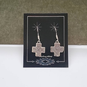 Q925 Sterling Silver Charm Zia Dangle Earrings | Zia Earrings | Sterling Silver Earrings | New Mexico Symbol | Zia Sun Earrings Made in USA