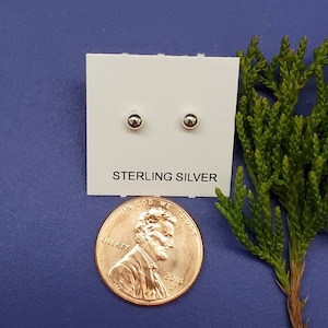 Q925 3mm Very Tiny Sterling Silver Ball Post Earrings | Dainty Silver Ball Posts | Simple Studs | Third Hole Second Hole Piercings Jewelry