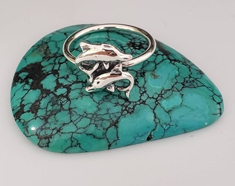 Q925 Ring met twee dolfijnen | Sterlingzilver aangepaste ringmaat | Dolfijnringmaat 6 t/m 9 US | Sterlingzilveren dolfijnsieraden | Gemaakt in de VS