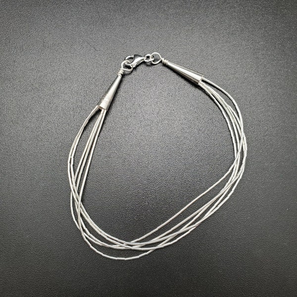 5 Strand Liquid Silver Bracelet 7 1/4" Long | Liquid Silver Jewelry | Sterling Silver Multi Strand 5 Strands 7.25 Inches | Silver Bracelet