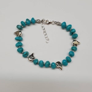 Q925 Blue Turquoise Sterling Silver Bear Bracelet | Sterling Silver Turquoise Bracelet | Bear Bracelet With Turquoise | Southwestern Jewelry