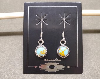 ZZ-102 | Dainty Turquoise Dangle Earrings, Southwestern Turquoise Earrings, Sterling Silver Turquoise Earrings, Turquoise Drop, Gift For Her