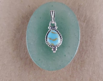 Q925 Kleiner Tropfen Türkis Anhänger Ohne Kette | Sterling Silber Anhänger | Südwestlichen Schmuck | Kingman Türkis Halsketten-Anhänger