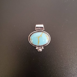 Kingman Turquoise Pendant Without Chain | Sterling Silver Pendant | Southwestern Jewelry | Turquoise Pendant | Southwest Pendant Made in USA