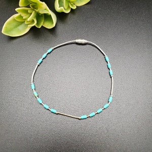 Q925 Liquid Silver Turquoise Bracelet 7.25 inches | Anklet 9 inches | 925 Sterling Silver Turquoise Bracelet Anklet | USA