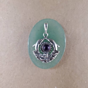 2 Colgante de collar de delfines sin cadena / Colgante de plata esterlina / Joyería del suroeste / Colgante de delfín amatista pequeño / Hecho en EE. UU.