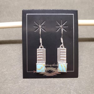 ZZ-114 | Dainty Turquoise Dangle Earrings, Southwestern Turquoise Earrings, Sterling Silver Turquoise Earrings, Turquoise Drop, Gift For Her