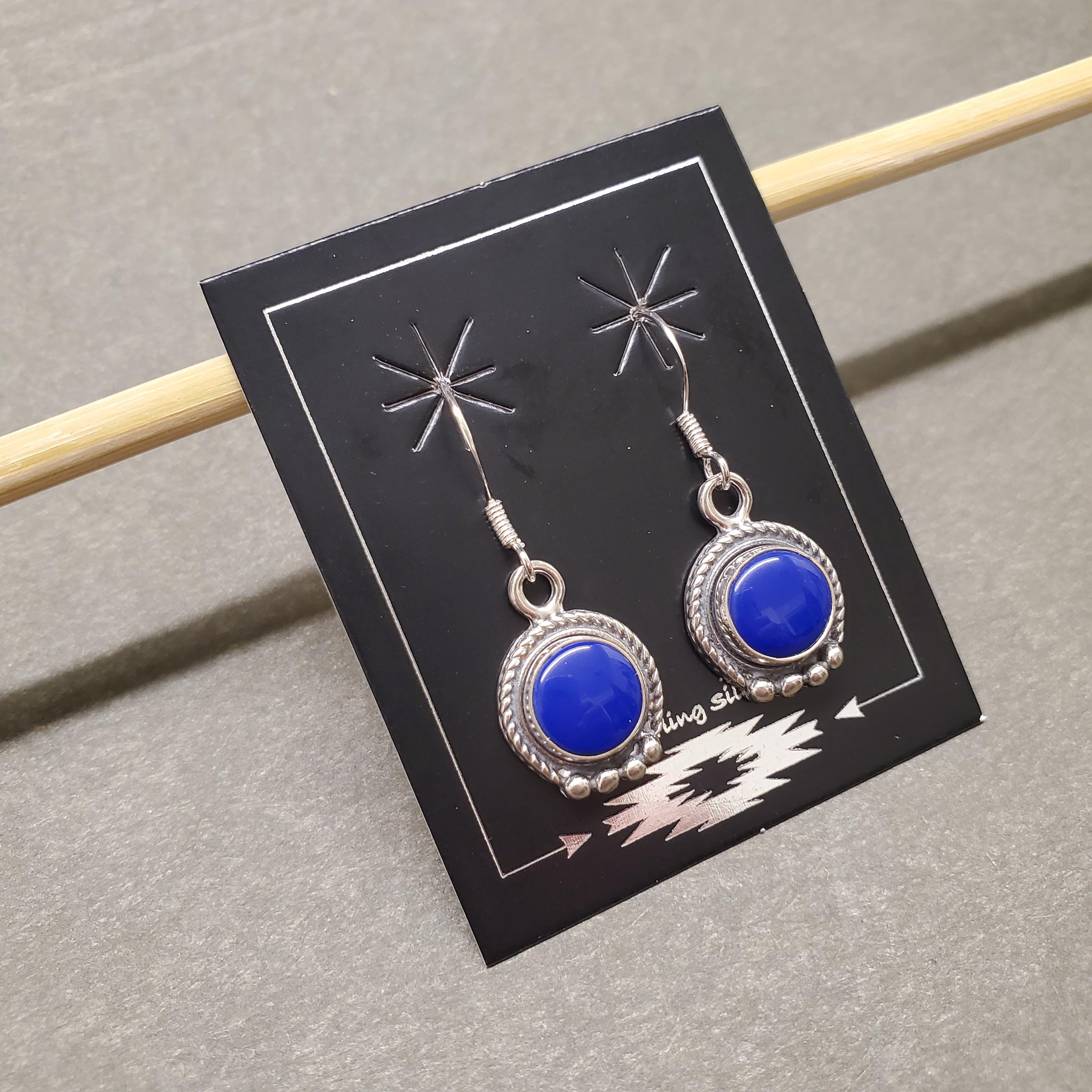 ZZ-032 | Blue Lapis Earrings, Solid Sterling Silver Blue