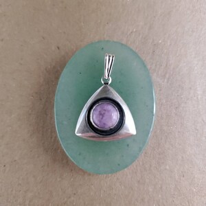 Q925 Triangle Shape Charoite Pendant Without Chain | Sterling Silver Pendant | Southwestern Jewelry | Small Stone Pendant | Small Charoite