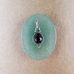 Q925 Small Teardrop Shape Black Pendant Without Chain | Sterling Silver Southwestern Jewelry | Small Black Onyx Pendant With a Small Bail