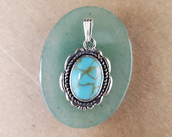 Kingman Turquoise Pendant Without Chain | Sterling Silver Pendant | Southwestern Jewelry | Turquoise Pendant | Southwest Pendant Made in USA