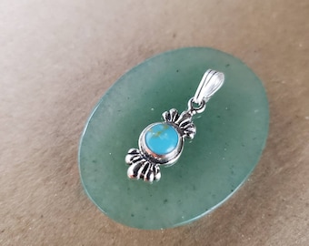Kleiner Türkisanhänger ohne Kette | Türkisanhänger aus Sterlingsilber (Kingman-Stil) | Schmuck im Südwest-Stil | Steinanhänger mit kleiner Öse