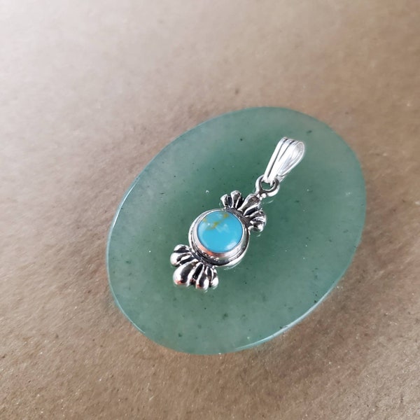 Small Turquoise Pendant Without Chain | Sterling Silver Kingman Turquoise Pendant | Southwestern Jewelry | Stone Pendant With a Small Bail