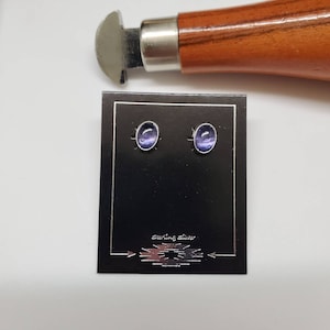 Q925 Small Oval Iolite Post Earrings | Iolite Gemstone Earrings | Small Studs | Gemstone Posts | Sterling Silver Stud Earrings Made in USA