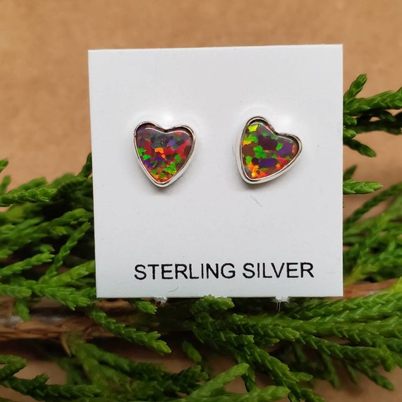 Small Red Heart Post Stud Earrings Sterling Silver Small Red Heart Post Stud Earrings Sterling Silver