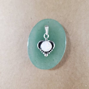 Q925 Small Heart Shape White Opal Pendant Without Chain | Sterling Silver Pendant | White Opal Southwestern Jewelry | Heart Necklace Pendant