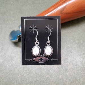 Q925  Small White Buffalo Turquoise  Dangle Earrings | Sterling Silver Earrings | Sterling Silver White Turquoise Jewelry | Made in USA