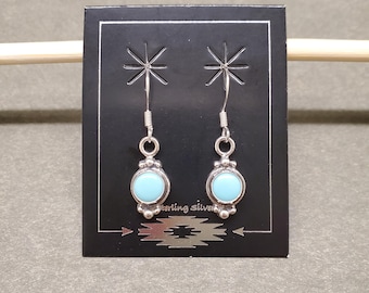 ZZ-100 | Eleganta turkosa hängande örhängen, sydvästra turkosa örhängen, turkosa örhängen i sterlingsilver, turkos droppe, present till henne