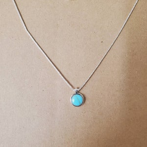 Q925 Small Turquoise Necklace | Simple Turquoise Necklace With Sterling Liquid Silver Chain Necklace | Silver Choker Necklace | Everyday
