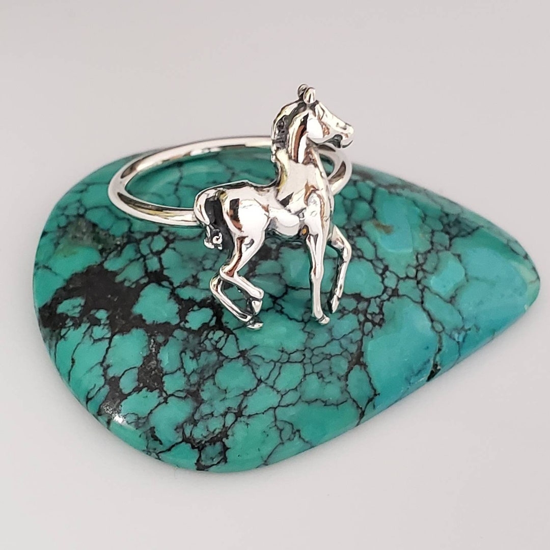 LOVE YOUR CITY Pferd Ring Für Mädchen - 925 Sterling Silber Mit Emaille, Verstellbar