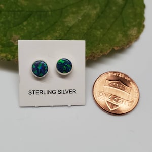 6mm Green Opal Post Earrings | Small Opal Studs | Sterling Silver Opal Post Earrings | Green Opal Stud Earrings | Opal Jewelry Made in USA