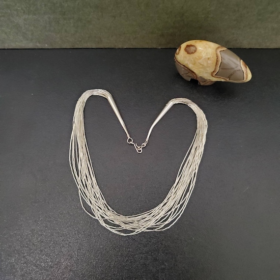 Liquid Silver Necklace 10 Strands Sterling Silver - Made in the USA Liquid Silver Necklace 10 Strands Sterling Silver - Made in the USA