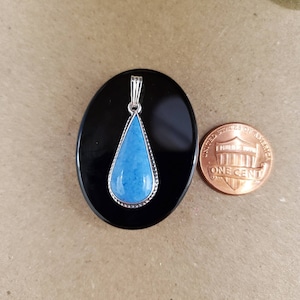 Denim Lapis Necklace Pendant | Southwestern Blue Denim Pendant | Southwest Designed Pendant | Sterling Silver Blue Denim Jewelry Made in USA
