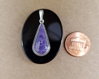 Dainty Purple Charoite Necklace Pendant | Charoite Pendant | Sterling Silver Charoite Jewelry | Charoite Southwestern Pendant | Made in USA