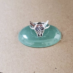 Q925 Sterling Silver Charm Buffalo Skull Ring | Lady Ring Size 6 to 9 US | Small Skull on Ring | Solid Ring | Simple Ring | Western Ring