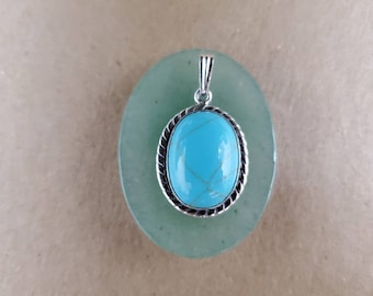 Colgante de turquesa Kingman Q925 sin cadena / Colgante de plata esterlina / Joyería del suroeste / Colgante de collar / Colgante de turquesa simple