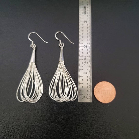 10 Strands Liquid Silver Dangle Earrings Multi Strand Liquid