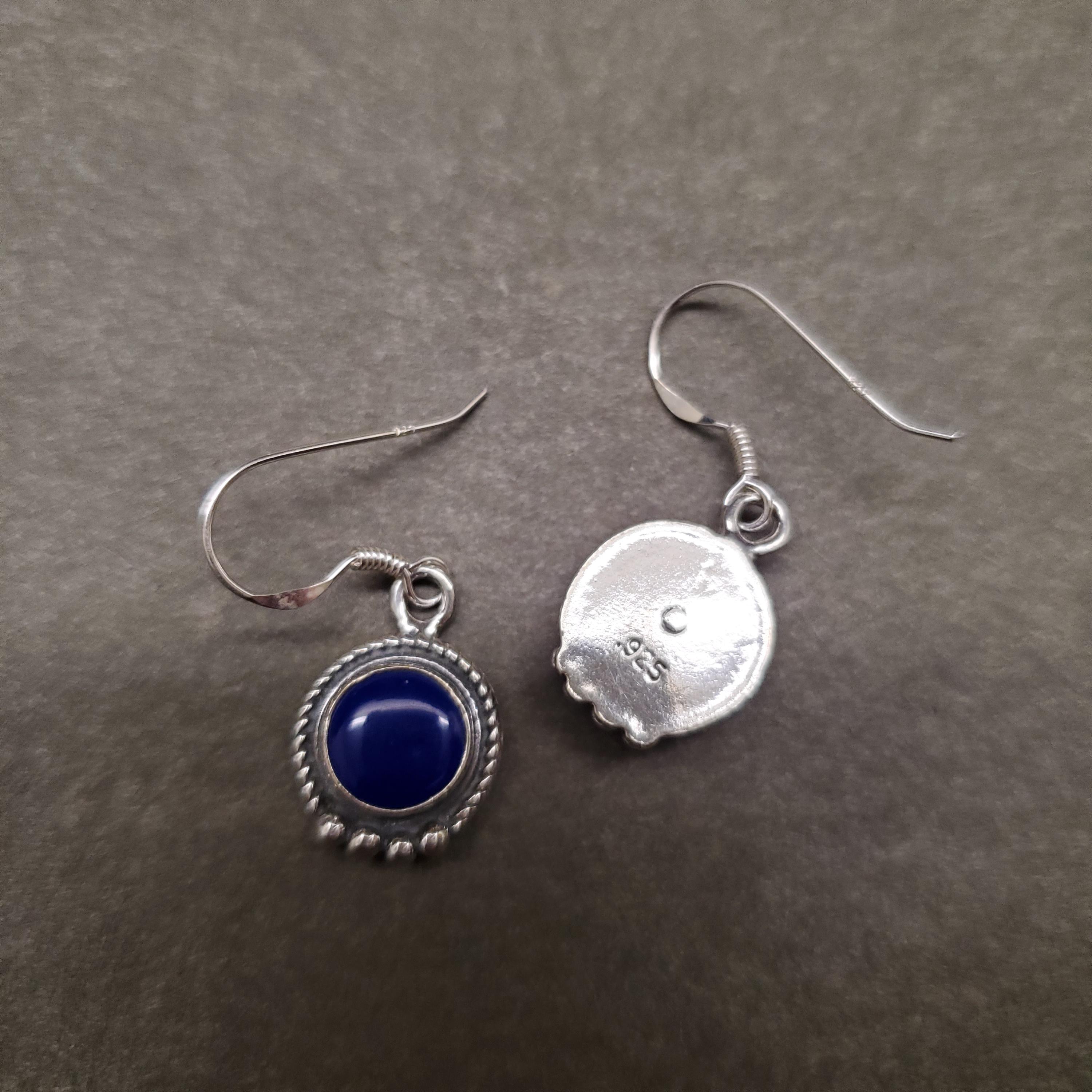 ZZ-032 | Blue Lapis Earrings, Solid Sterling Silver Blue
