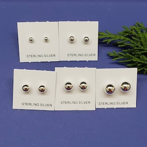 Q925 Sterling Silver Ball Post Studs | Silver Ball Studs | Bead Studs | Ballpost Studs | Small Studs | Tiny Studs | Big Studs | 925 Studs