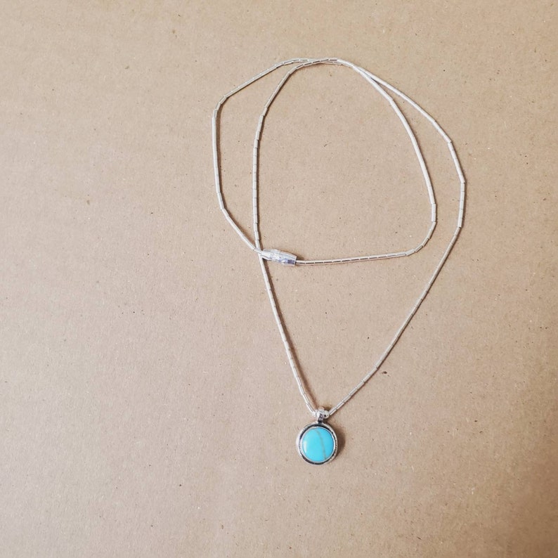 Q925 Small Turquoise Necklace Simple Turquoise Necklace With Etsy