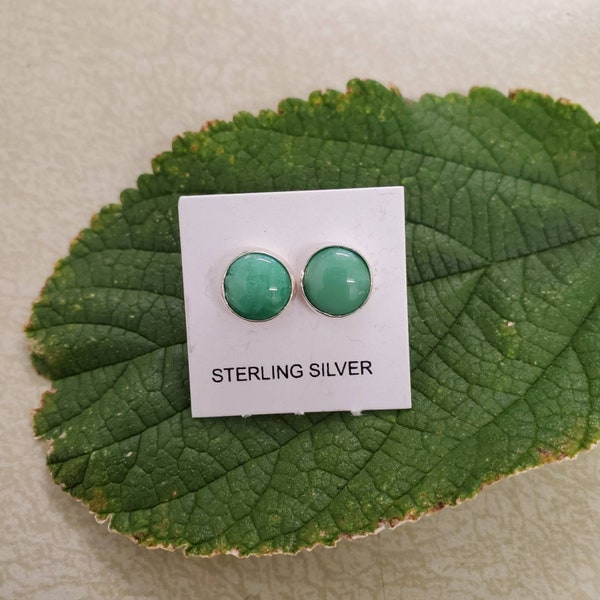 Q925 Green Jade Stud Earrings | Jadedite Post Earrings | Sterling Silver Stud Earrings | Dainty Green Studs | Everyday Jewelry Made in USA