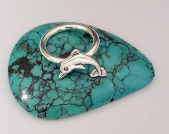 Q925 Sterling Silver Dolphin Ring | Anneau d’argent | Lady Ring Taille 6 à 9 états-| Bague en argent massif | Cadeau pour son | Anneau de dauphin de charme d’argent