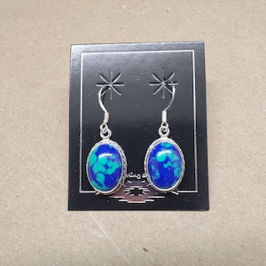 Q925 Azurit Malachit Ohrringe | Einfache Azurit Ohrringe | Sterling Silber Southwestern Schmuck | Boho Ohrringe | Hergestellt in USA