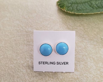 Q925 Blue Turquoise Stud Earrings | Turquoise Jewelry | Dainty Sleeping Beauty Turquoise Studs | Sterling Silver Stud Earrings Made in USA